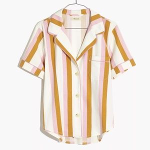 Madewell Knit Bedtime Short-Sleeve Pajama Top in Peacham Stripe - Large